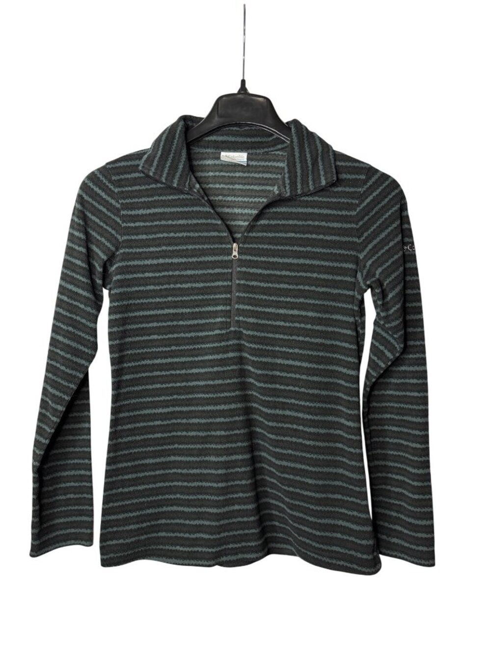 Columbia Womens Pullover Size S Striped Grey Brown Black Quarter Zip